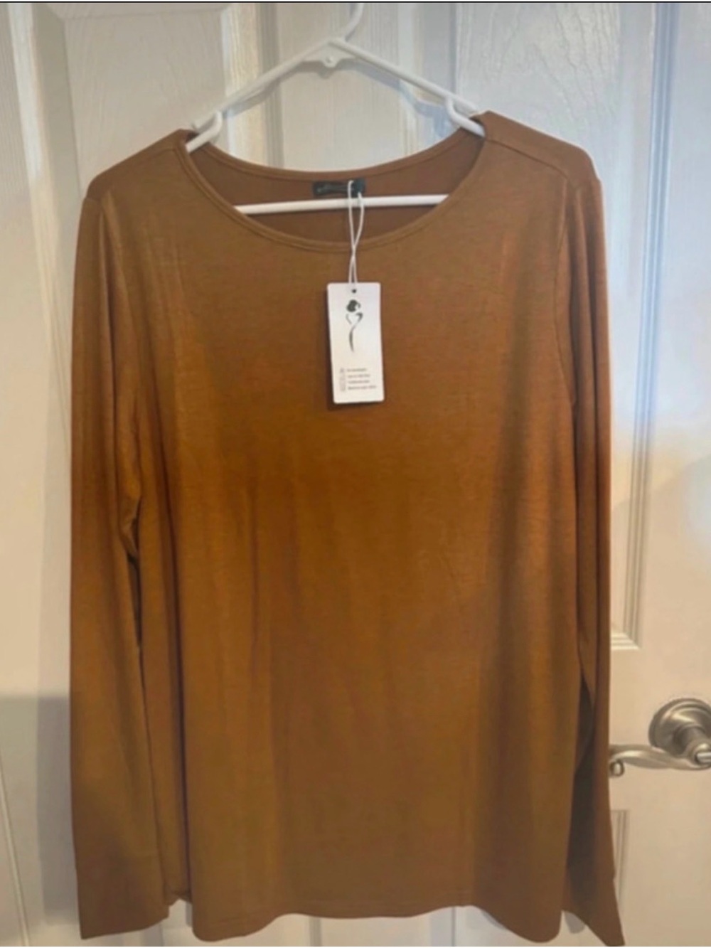 Everyday Long Sleeve Crew Neck Top - Camel
